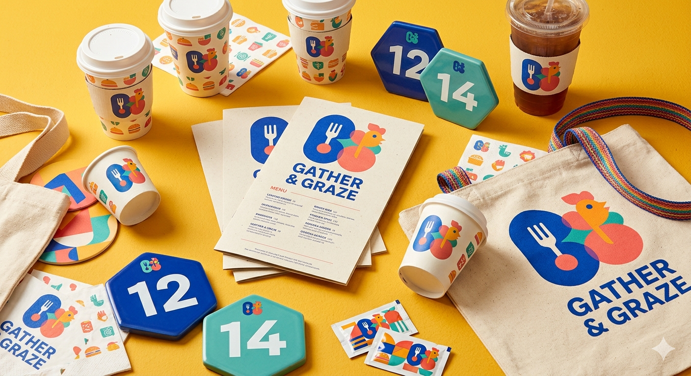 Palo — modern restaurant brand identity with geometric logomark and yellow accent